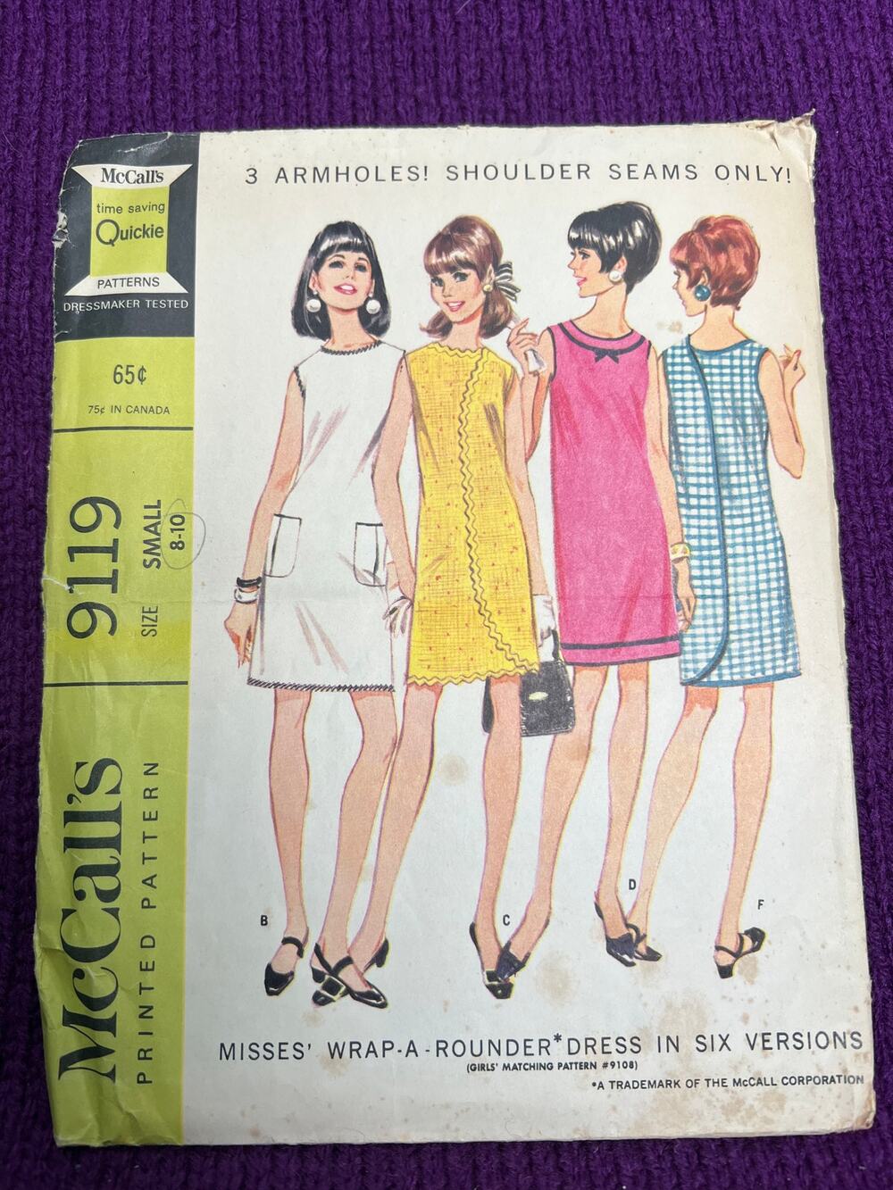 McCalls Pattern 9119 wrap dress sheath 1960s size 8-10